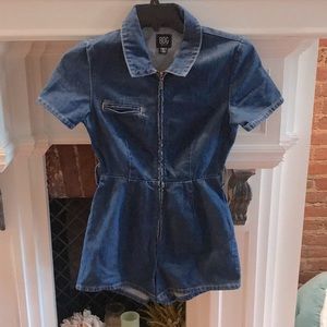 Denim romper zip up